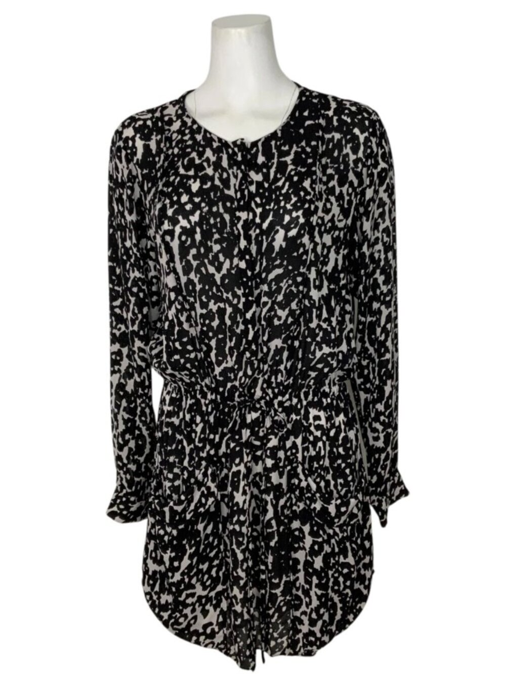 A.L.C. Simona Dress M Silk Black Leopard DEFECT